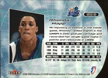 2000 Ultra WNBA - Gold Medallion #58G Rhonda Mapp Back