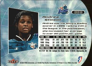 2000 Ultra WNBA - Gold Medallion #66G Andrea Stinson Back