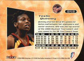 2000 Ultra WNBA - Gold Medallion #94G Texlin Quinney Back