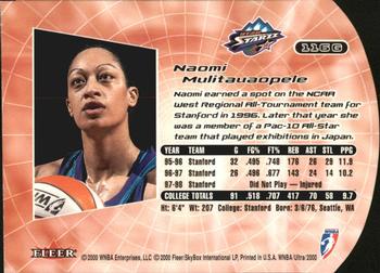 2000 Ultra WNBA - Gold Medallion #116G Naomi Mulitauaopele Back