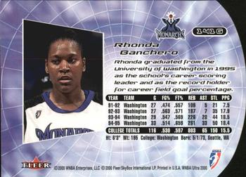2000 Ultra WNBA - Gold Medallion #141G Rhonda Banchero Back