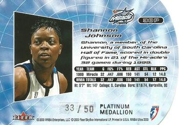 2000 Ultra WNBA - Platinum Medallion #30P Shannon Johnson Back