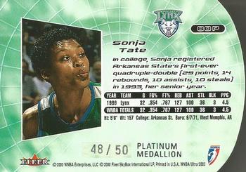 2000 Ultra WNBA - Platinum Medallion #80P Sonja Tate Back