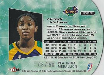 2000 Ultra WNBA - Platinum Medallion #89P Mwadi Mabika Back