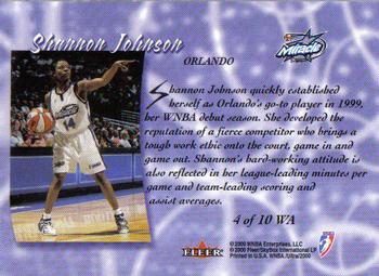 2000 Ultra WNBA - WNBAttitude #4 WA Shannon Johnson Back