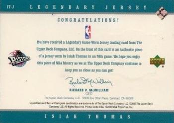 1999-00 Upper Deck Legends - Legendary Jerseys #IT-J Isiah Thomas Back