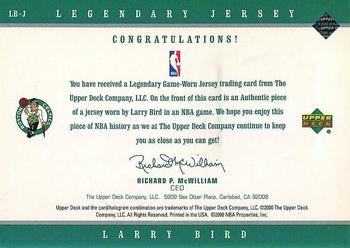 1999-00 Upper Deck Legends - Legendary Jerseys #LB-J Larry Bird Back