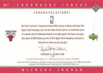 1999-00 Upper Deck Legends - Legendary Jerseys #MJ-J Michael Jordan Back