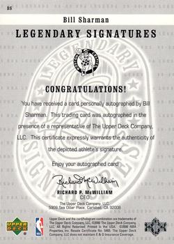 1999-00 Upper Deck Legends - Legendary Signatures #BS Bill Sharman Back