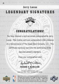 1999-00 Upper Deck Legends - Legendary Signatures #JL Jerry Lucas Back