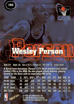 1997-98 SkyBox Premium #193 Wesley Person Back