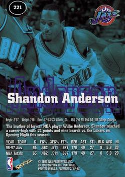 1997-98 SkyBox Premium #221 Shandon Anderson Back