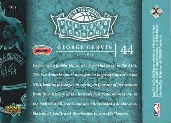 1999-00 Upper Deck Legends - Players of the Century #P13 George Gervin Back