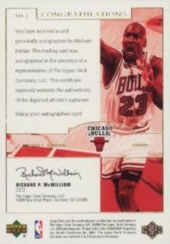2000 Upper Deck Legends Master Collection - Living Legends Autographs #ML1 Michael Jordan Back