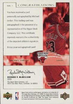 2000 Upper Deck Legends Master Collection - Living Legends Autographs #ML2 Michael Jordan Back