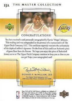 2000 Upper Deck Legends Master Collection - Mystery Pack Inserts #EJA Magic Johnson Back