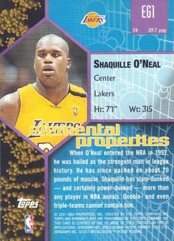 2000-01 Bowman's Best - Elements of the Game #EG1 Shaquille O'Neal Back