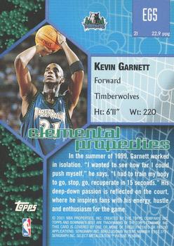 2000-01 Bowman's Best - Elements of the Game #EG5 Kevin Garnett Back
