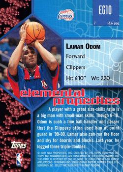 2000-01 Bowman's Best - Elements of the Game #EG10 Lamar Odom Back