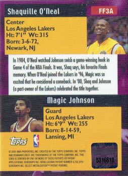 2000-01 Bowman's Best - Franchise Favorites Autographs #FF3A Shaquille O'Neal / Magic Johnson Back
