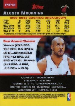 2000-01 Bowman's Best - Pre-Production #PP2 Alonzo Mourning Back