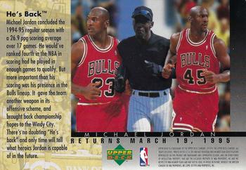 1995 Upper Deck Authenticated Michael Jordan He's Back #NNO Michael Jordan Back
