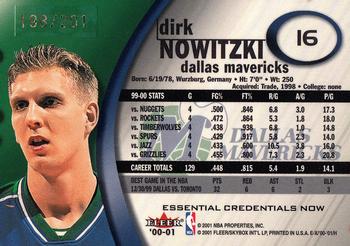 2000-01 E-X - Essential Credentials #16 Dirk Nowitzki Back
