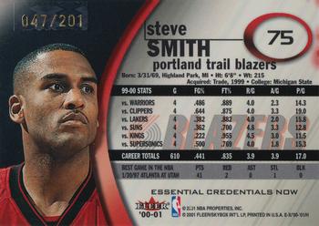 2000-01 E-X - Essential Credentials #75 Steve Smith Back