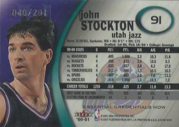2000-01 E-X - Essential Credentials #91 John Stockton Back