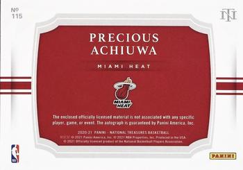 2020-21 Panini National Treasures #115 Precious Achiuwa Back