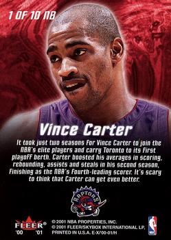 2000-01 E-X - No Boundaries #1 NB Vince Carter Back