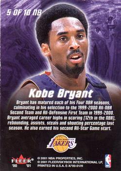 2000-01 E-X - No Boundaries #5 NB Kobe Bryant Back