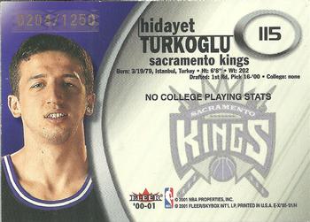 2000-01 E-X - Rookie Memorabilia #115 Hidayet Turkoglu Back