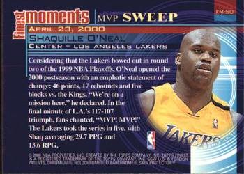 2000-01 Finest - Finest Moments #FM-SO Shaquille O'Neal Back