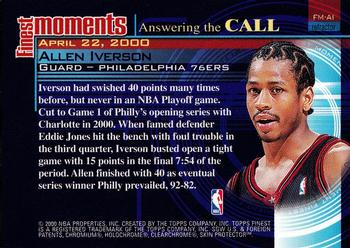 2000-01 Finest - Moments Refractors #FM-AI Allen Iverson Back