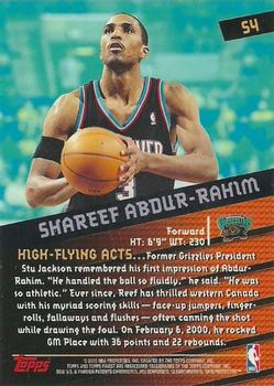 2000-01 Finest - Showmen #S4 Shareef Abdur-Rahim Back