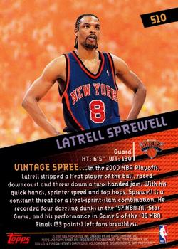 2000-01 Finest - Showmen #S10 Latrell Sprewell Back