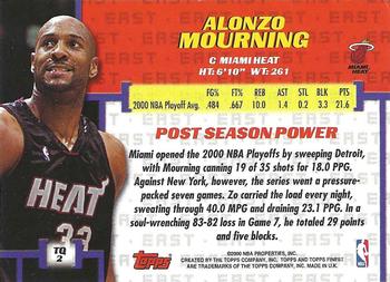 2000-01 Finest - Title Quest #TQ 2 Alonzo Mourning Back