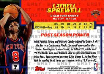 2000-01 Finest - Title Quest #TQ 4 Latrell Sprewell Back