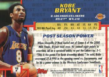 2000-01 Finest - Title Quest #TQ 8 Kobe Bryant Back