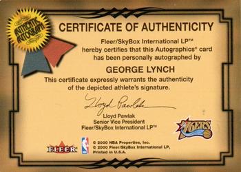 2000-01 Fleer Tradition - Autographics #NNO George Lynch Back