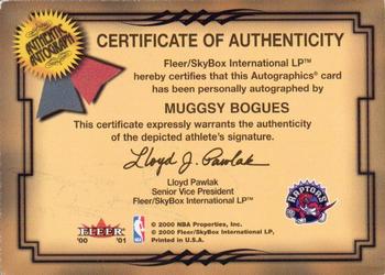 2000-01 Fleer Tradition - Autographics #NNO Muggsy Bogues Back