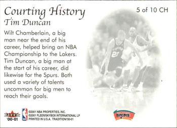 2000-01 Fleer Tradition - Courting History #5 CH Tim Duncan Back