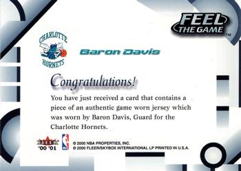 2000-01 Fleer Tradition - Feel the Game #NNO Baron Davis Back