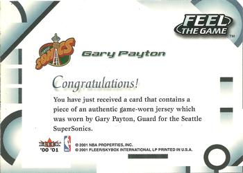 2000-01 Fleer Tradition - Feel the Game #NNO Gary Payton Back