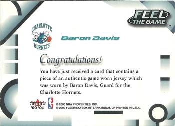 2000-01 Fleer Tradition - Feel the Game #NNO Baron Davis Back