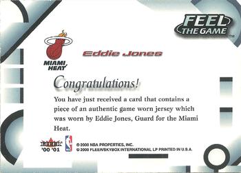 2000-01 Fleer Tradition - Feel the Game #NNO Eddie Jones Back