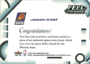 2000-01 Fleer Tradition - Feel the Game #NNO Jason Kidd Back