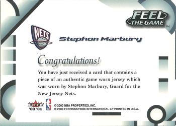 2000-01 Fleer Tradition - Feel the Game #NNO Stephon Marbury Back