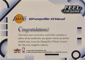 2000-01 Fleer Tradition - Feel the Game Gold #NNO Shaquille O'Neal Back